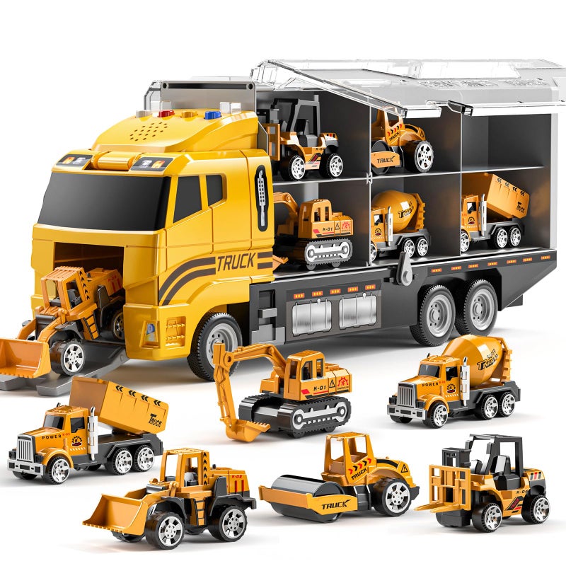 TEMI Toddler Toys for 3 4 5 6 Years Old Boys Diecast Construction Toys Car Carrier Vehicle Toy Set wPlay Mat Kids Toys Truck Alloy Metal Car Toys Set for Age 39 Toddlers Kids Boys  Girls - Image 2