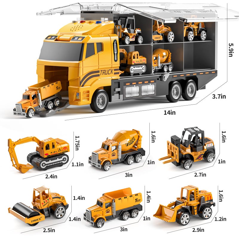 TEMI Toddler Toys for 3 4 5 6 Years Old Boys Diecast Construction Toys Car Carrier Vehicle Toy Set wPlay Mat Kids Toys Truck Alloy Metal Car Toys Set for Age 39 Toddlers Kids Boys  Girls - Image 3