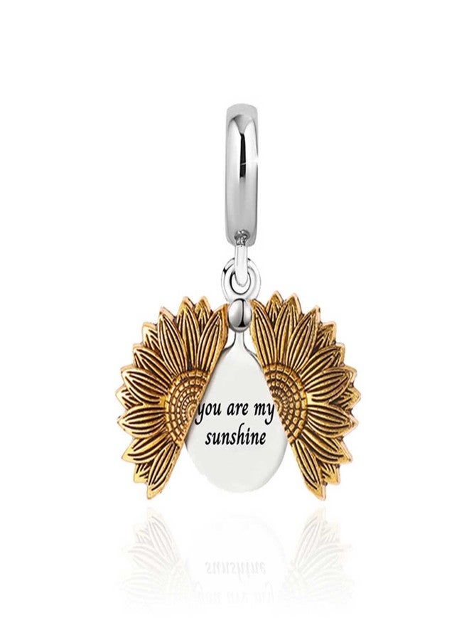 KunBead Women You are My Sunshine Sunflower Gold Plated Dangle Charms Compatible with Pandora Charm Bracelets Necklace - Image 1