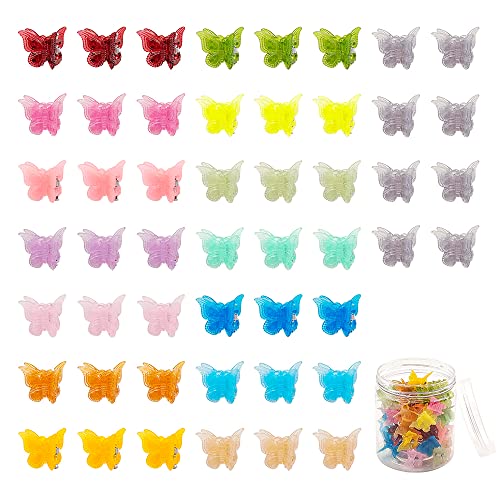XIEHE 50 Packs Assorted Color Butterfly Hair Clips, Beautiful Mini Butterfly Hair Clips Hair Accessories for Women and Girls (Jelly Colors) - Image 1
