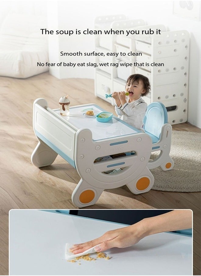 Multifunction Kid's Table and Chair Set Multipurpose Use Safe Concave Design Multiple Storage Study Desk with Built in Tablet Holder Bookshelf Under Desk Storage Rack and Ergonomic Design Stable and Lightweight Chair for Learning Studying Workstation 78x55x61 and 36x28x54 cm