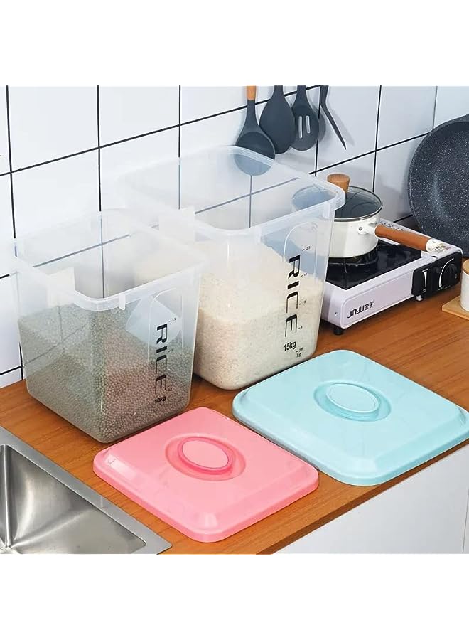 IAF Rice Container Set of 2pcs-Airtight Food Storage Container with Lid &BPA Free Plastic Large Cereal/Flour Sotrage Box, Kitchen Multifunctional Containers (10kg &15kg) - Image 5