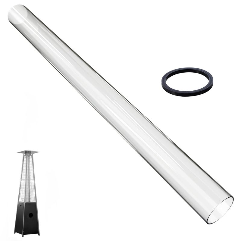 SUMNEW Patio Heater Glass Tube Replacement, 49.5 x 4" Patio Heater Replacement Parts with Ring, Outdoor Heater Replacement Parts for 4-Sided Pyramid Heater, Glass Tube Patio Heater for Hiland, fire sense - Image 1