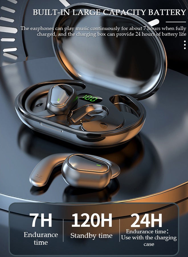 DUNISO Wireless Headphones Bluetooth Ear Clip Noise-cancelling Earphones with Wireless Charging Case Digital Display Touch Control Bluetooth 5.3 Waterproof for Running Sport Gym - Image 3