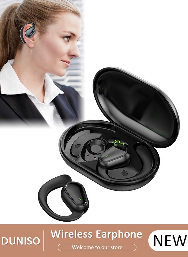 DUNISO Wireless Headphones Bluetooth Ear Clip Noise-cancelling Earphones with Wireless Charging Case Digital Display Touch Control Bluetooth 5.3 Waterproof for Running Sport Gym - Image 1