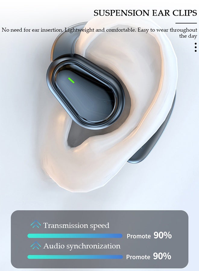 DUNISO Wireless Headphones Bluetooth Ear Clip Noise-cancelling Earphones with Wireless Charging Case Digital Display Touch Control Bluetooth 5.3 Waterproof for Running Sport Gym - Image 2