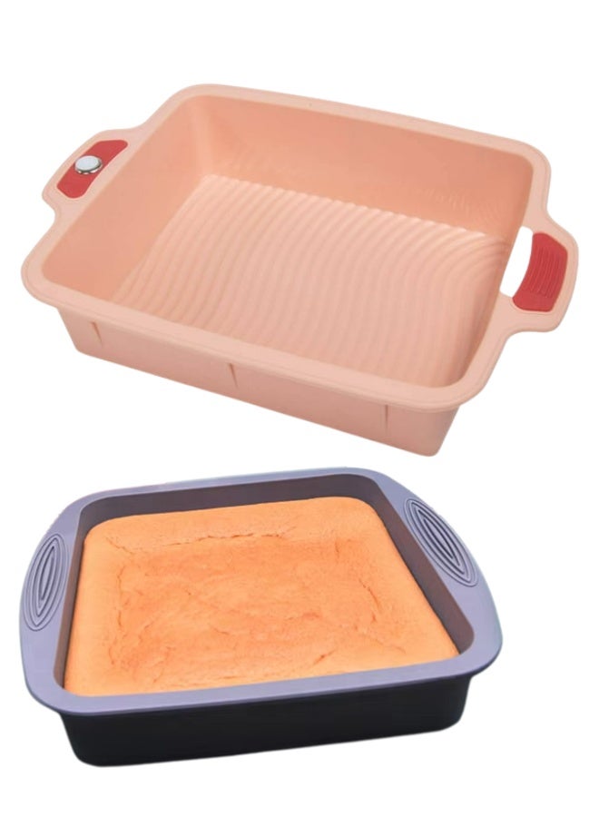 Bread Molds Silicone Fondant Molds Loaf Tin Non Stick Baking Tray Rectangle Cake Bakeware Set Cookware Baking Moulds Tins 25x21cm (Random Color) - Image 1