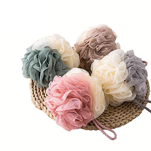 TCOTBE 4 Pack Loofah Bath Sponge Lace Mesh,Sponge Loofahs, Multi Color Bath Loofah Sponge Assortment for Silky Skin, Full Cleanse Lather Luxurious Bathing Accessories - Image 1