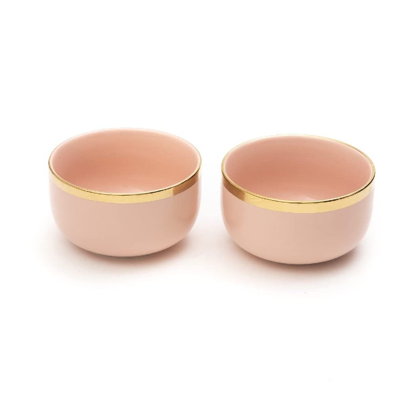 EZ Life Urbane Select Class Series Bowl - Pack of 2-4.5 Inch Dinner Bowl 350 ml - Glossy Lotus Pink Colour with Gold Lining -Matte Finish Serving Bowls - Home Kitchen - Serveware - Image 4