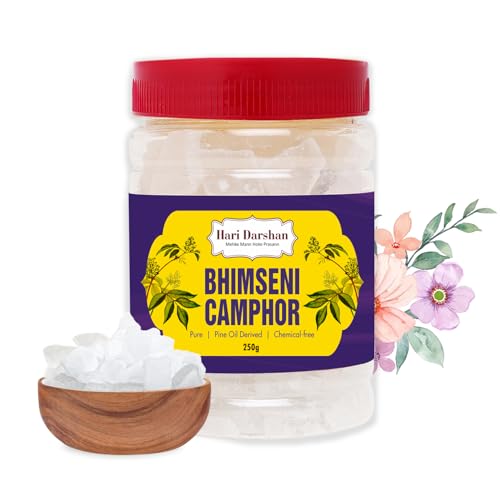 Hari Darshan Bhimseni Camphor 250g | Pure & Natural Bhimseni Kapoor for Pooja, Havan, Meditation, Room Freshener | Camphor for Home Purification, Aromatherapy & Skin Care | Kapoor Kapur Karpuram - Image 1