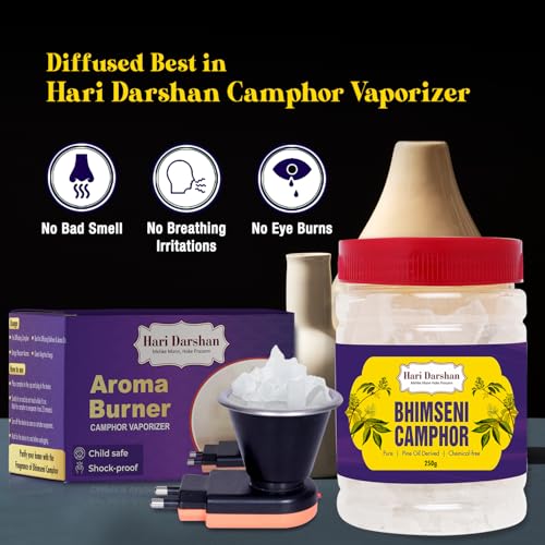 Hari Darshan Bhimseni Camphor 250g | Pure & Natural Bhimseni Kapoor for Pooja, Havan, Meditation, Room Freshener | Camphor for Home Purification, Aromatherapy & Skin Care | Kapoor Kapur Karpuram - Image 5