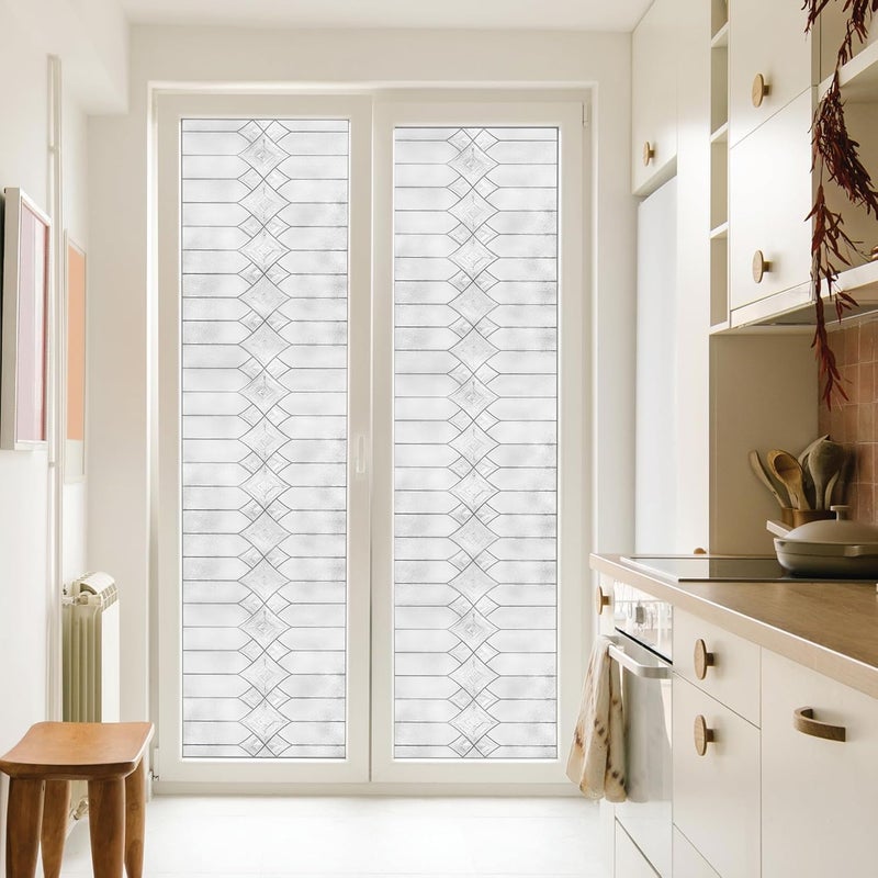 Artscape Gatehouse Large 36 x 72 Inch Window Film, Made in USA – Provides Privacy, Non-Adhesive, Textured Leaded Glass Pattern, UV Protection, Easy to Apply and Removable - Image 1