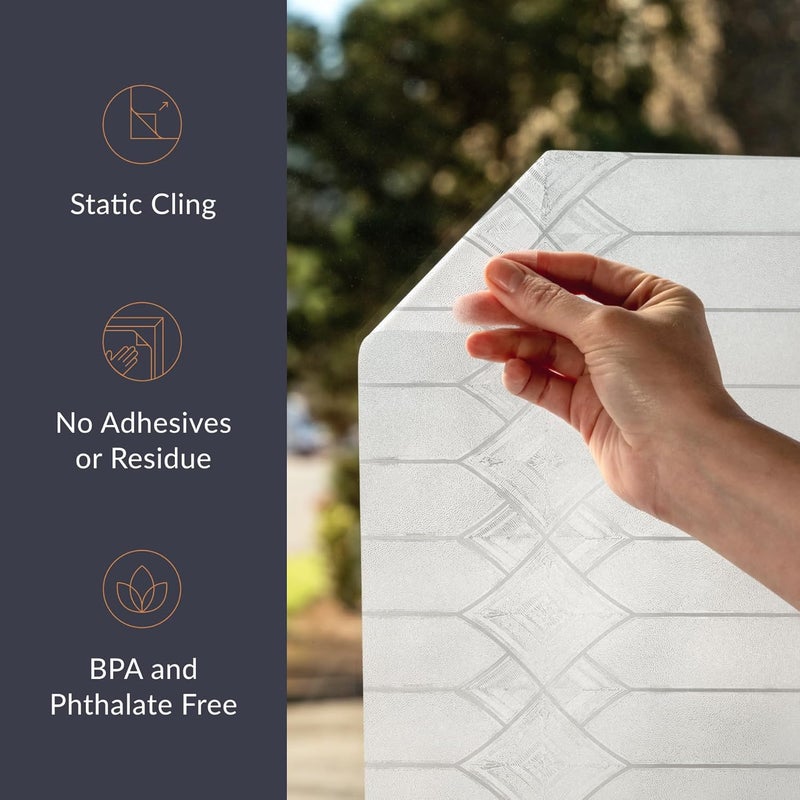 Artscape Gatehouse Large 36 x 72 Inch Window Film, Made in USA – Provides Privacy, Non-Adhesive, Textured Leaded Glass Pattern, UV Protection, Easy to Apply and Removable - Image 4