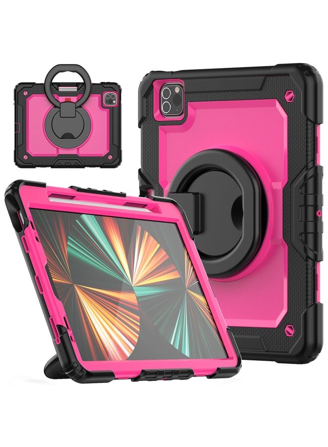HuHa Case Cover For iPad Pro 11 2022 / 2021 Bracelet Holder Silicone + PC Tablet Case For iPad Pro 11 Rose Red 