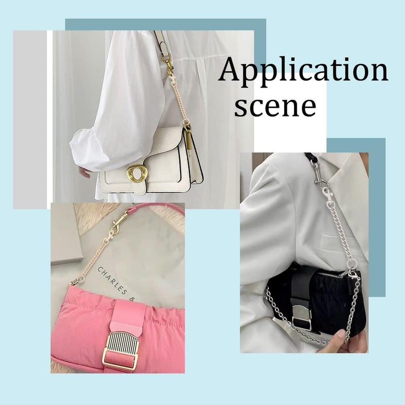 cheekyglo 2 Colors Metal Purse Chain Strap Extender, 5.9 Inch Women Bag Shoulder Strap Extender Gold Short Handbag Chain Bag Strap Charms Accessories Pochette Purse Flat Chain Replacement Decoration Gold, Platinum - Image 3