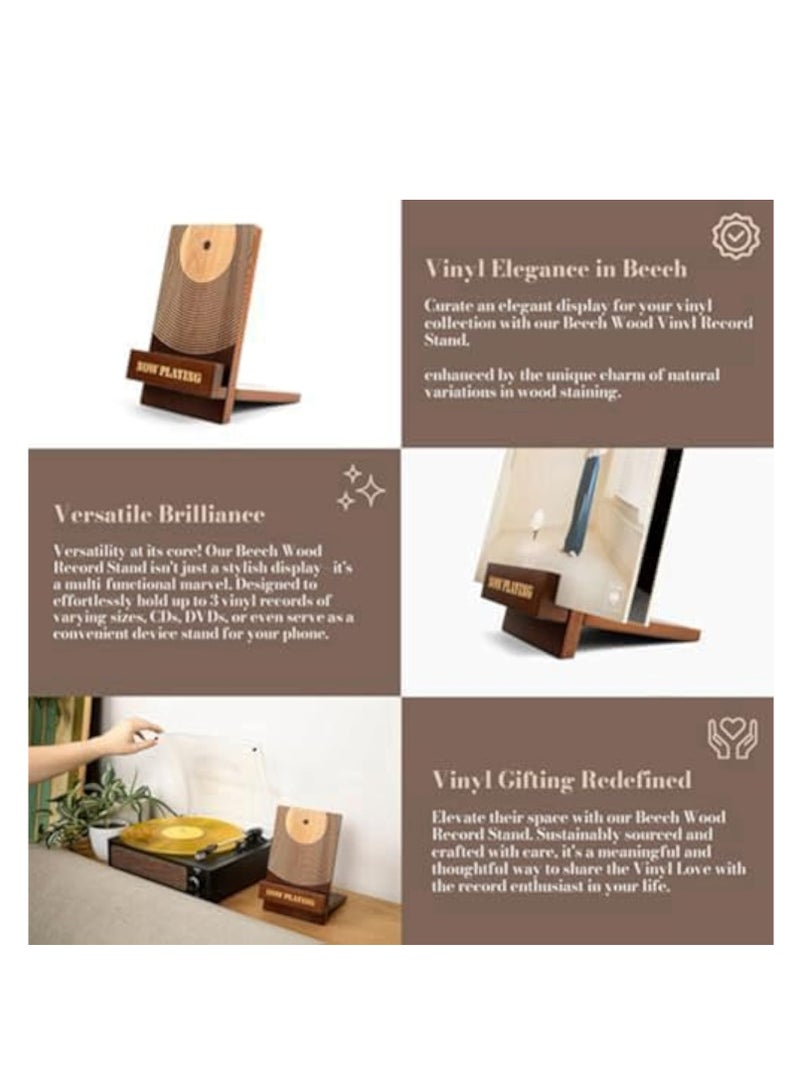 KASTWAVE Record Display Stand, Record Storage Stands, Vinyl Record Stand, Album Display Solid Wood Stand, Tabletop Vinyl Record Holder & Album Display, Tabletop Record Holder, Stylish Record Organization Racks - Image 5