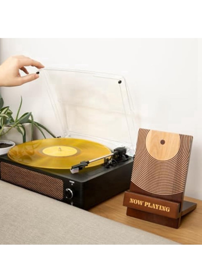 KASTWAVE Record Display Stand, Record Storage Stands, Vinyl Record Stand, Album Display Solid Wood Stand, Tabletop Vinyl Record Holder & Album Display, Tabletop Record Holder, Stylish Record Organization Racks - Image 2