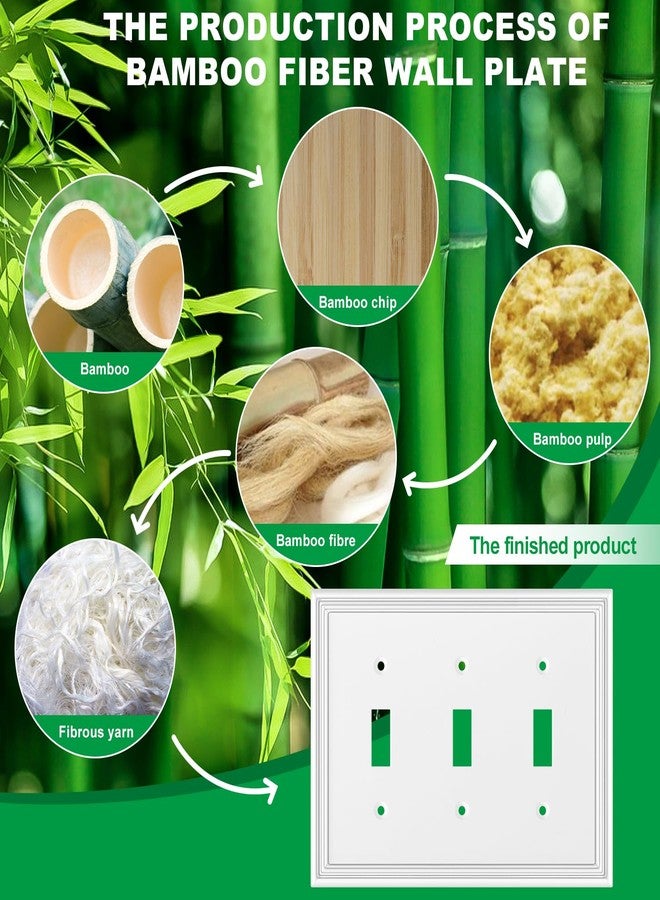 OKAYZIP White Decorative Triple Toggle Light Switch Covers Wall Plate, Natural Bamboo Fiber Material Switch Plate Covers - Modern Style (3 Gang Toggle 1 Pack) - Image 5