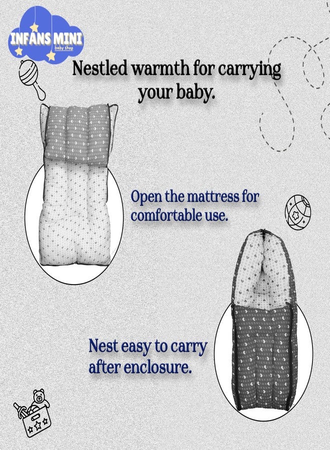 Infans Mini Dotted-Heart Mini 3 in 1 Baby's Cotton Bed Cum Carry Bed Printed Baby Sleeping Bag-Baby Bed-Infant Portable for Unisex Easily Portable, Light Weight Carry for New Born 0-4 Months Old(Grey) - Image 3