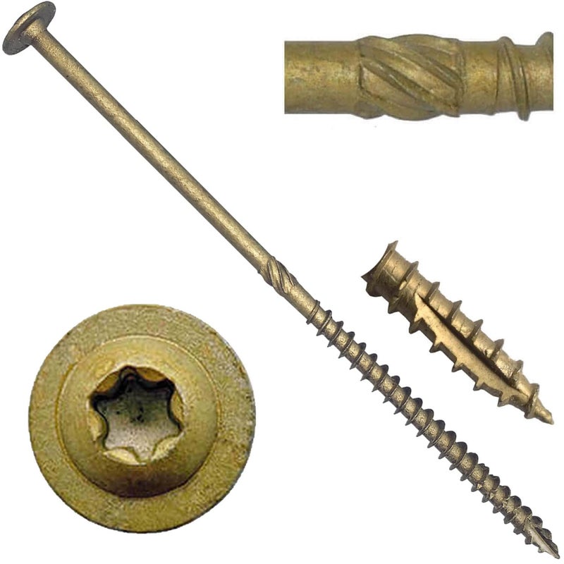 Jake Sales #14 X 6"" Construction Lag Screw Exterior Coated Torx/Star Drive Heavy Duty Structural Lag Screw Far Superior To Common Lag Screws (100 Screw Count) Modified Truss Washer Head - Image 1