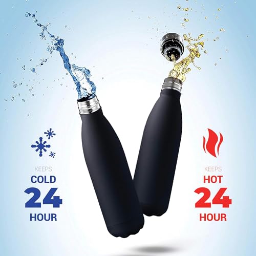 FineDine 1 litersTriple Insulated Stainless Steel Water Bottle Upto 24 Hours Hot Or Cold Drinks, Leakproof, Bpa-Free, Sweatproof Thermosteel Flask-Perfect for Travel, Picnics, Office&School (Black) - Image 3