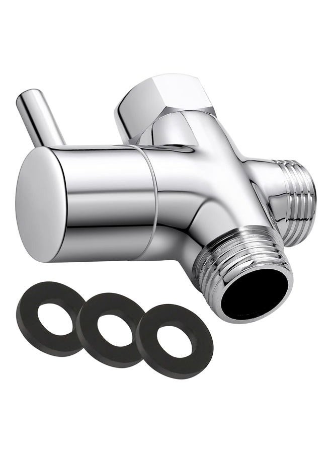 Mathtoxyz G1/2" Shower Head Diverter Valve, Solid Brass Shower Arm Diverter Valve for Hand Held Showerhead and Fixed Spray Head, 20mm Diameter 3-Way Universal Shower System Replacement Part (Chrome Finish) - Image 1
