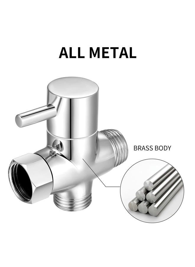 Mathtoxyz G1/2" Shower Head Diverter Valve, Solid Brass Shower Arm Diverter Valve for Hand Held Showerhead and Fixed Spray Head, 20mm Diameter 3-Way Universal Shower System Replacement Part (Chrome Finish) - Image 4