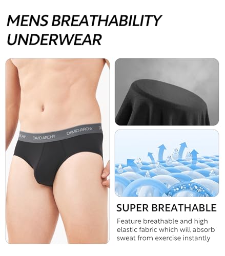 DAVID ARCHY Men's Briefs Rayon Made From Bamboo Underwear Pouch Breathable Super Soft Comfort Briefs Lightweight No Fly 4 Pack (L, Black/Dark Gray-4 Pack) - Image 3