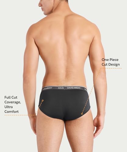 DAVID ARCHY Men's Briefs Rayon Made From Bamboo Underwear Pouch Breathable Super Soft Comfort Briefs Lightweight No Fly 4 Pack (L, Black/Dark Gray-4 Pack) - Image 4