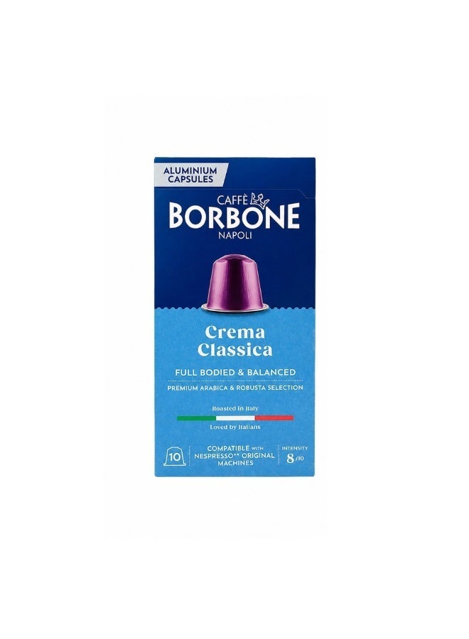 CAFFE BORBONE Caffè Borbone Classica Coffee Capsules Compatible with Nespresso Original Machines, Medium Roast Italian Espresso, Smooth Balanced Taste, Rich Crema, 50g (10 Capsules) - Image 1