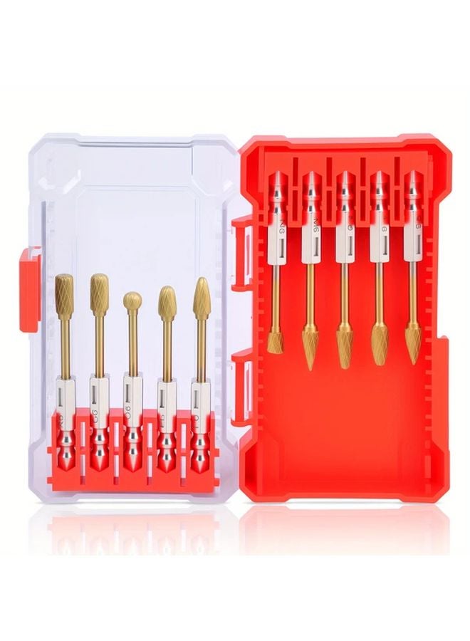 10pcs 1 4 Inch Carbide Burr Set Double Cut Die Grinder Bits Golden and Silvery - Image 1