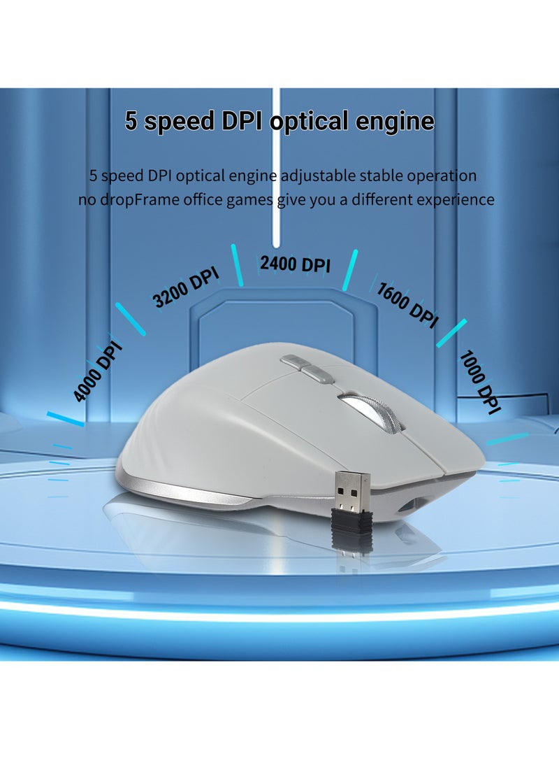 Multi-Device Wireless Mouse Bluetooth 5.0  3.0 Mouse 2.4G Wireless Portable Optical Mouse Ergonomic Right Hand Computer Mice (Grey) - Image 4