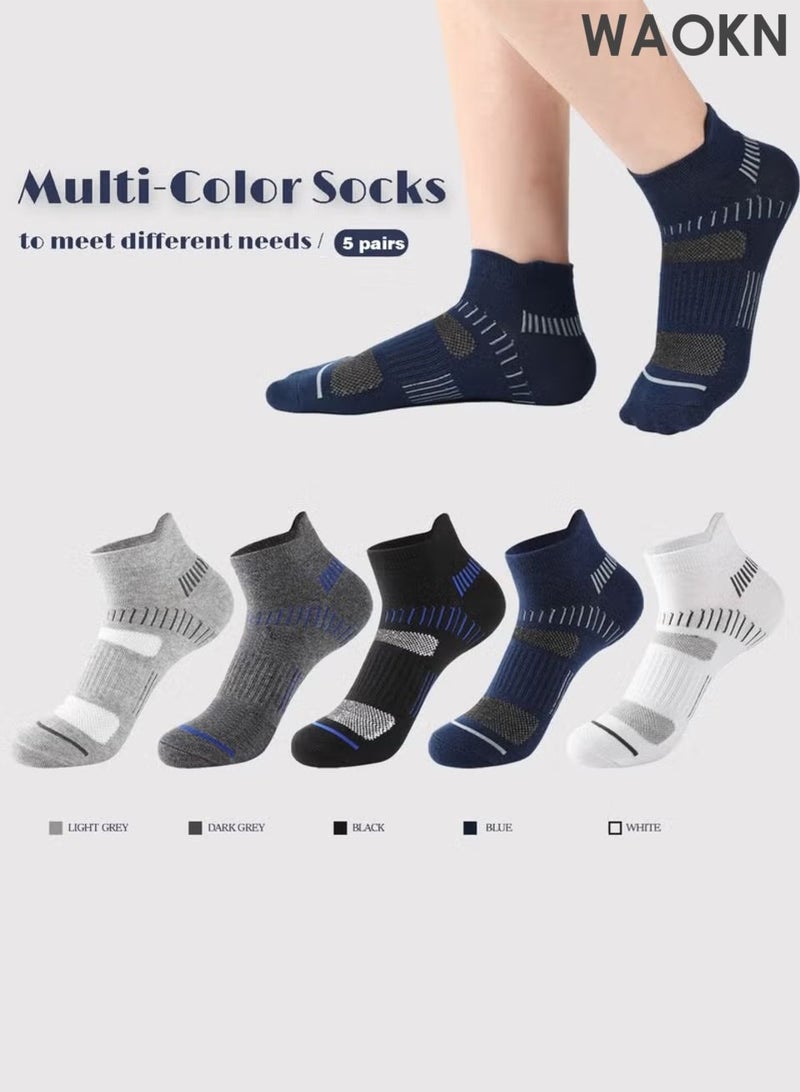 WAOKN Men and women Athletic Socks (5-Pack) - Low Cut, Sweat-Wicking , Odour-Resistant, All-Season Comfort - Ideal for Active Lifestyles , Running & Everyday Wear - Ultimate Socks for Men and women Collection , unisex . - Image 4