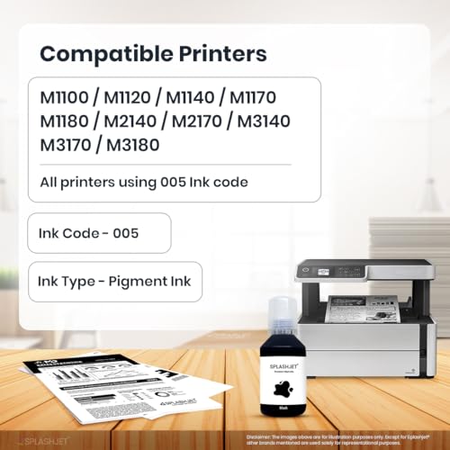 Splashjet 005 Compatible Refill Ink for Epson M1100, M1120, M1140, M1170, M1180, M2140, M2170, M3140, M3170, M3180 Printer - (120gm x 1) Ink Bottle - 502698 - Image 2