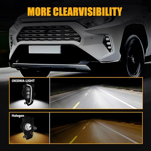 OKSIWA LED Fog Lights with 3 Colors DRL for Toyota Rav4 2019-2024, White LED Daytime Running light, Amber Turn Signal,Blue Lights for Nights, Fog Lamp Assembly kit with Bezel Wiring Harness - Image 3