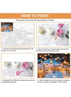 هاسذيب لوحة زيتية من HASTHIP DIY، 40 × 50 سم، مجموعات طلاء بالأرقام، مجموعة طلاء للكبار والصغار، قماش مطبوع بدون إطار لديكور الحائط المنزلي (لا يشمل الإطار) أسود  - Image 2