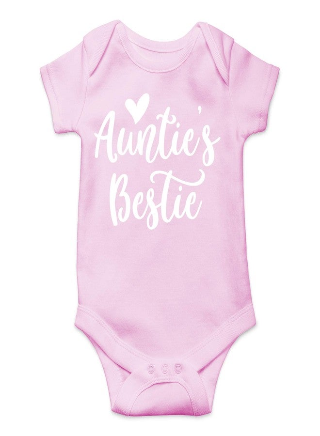 CBTwear Auntie's Bestie Baby Bodysuit Funny Infant Outfit Cute Newborn Clothes Boy Girl Clothing (Newborn, Pink) - Image 1