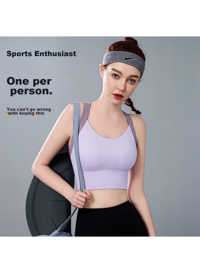 LANG SHA Langsha High-intensity Sports Bra For Women, Shock-absorbing, Large Bust, Yoga Vest, One-piece Running Fitness Bra, Purple, Size L  - Image 4