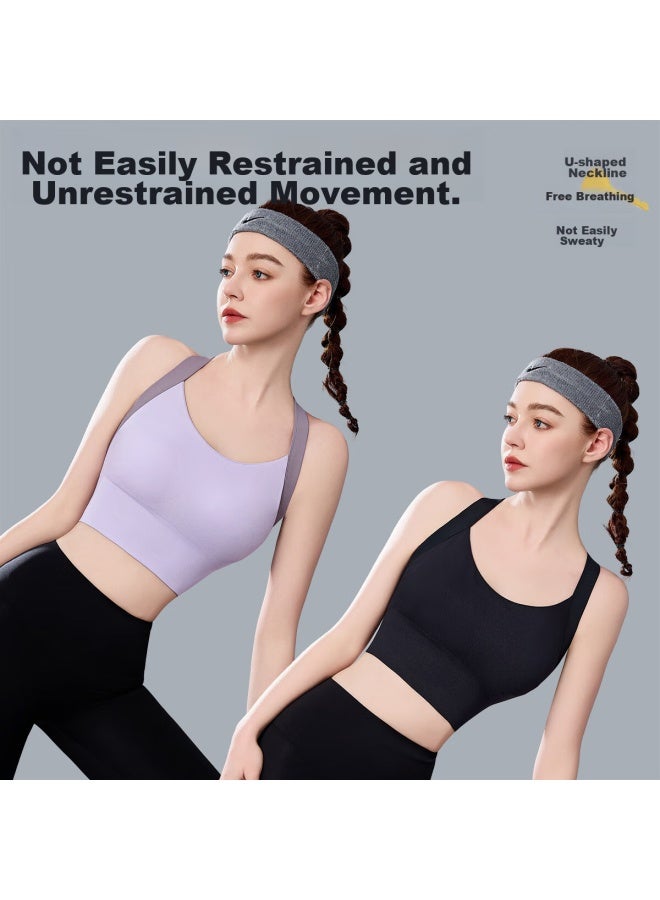 LANG SHA Langsha High-intensity Sports Bra For Women, Shock-absorbing, Large Bust, Yoga Vest, One-piece Running Fitness Bra, Purple, Size L  - Image 3