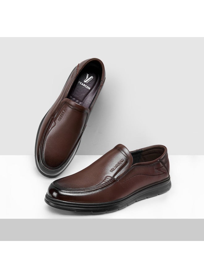 یاركون 【Genuine Leather】 أحذية رجالية مريحة بدون رباط للخريف، أحذية قيادة خفيفة الوزن، أحذية جلدية مريحة للتنقل - Image 2