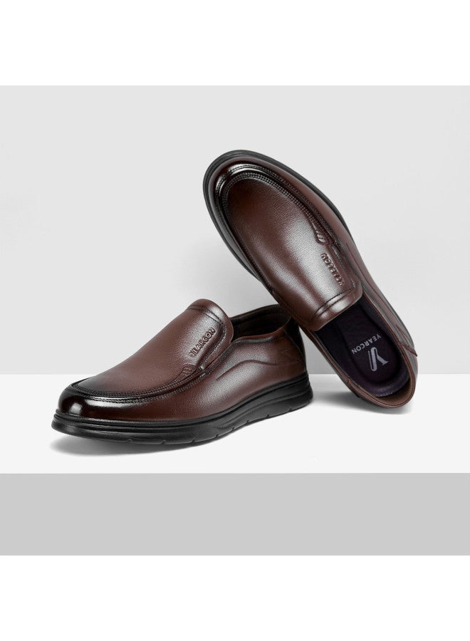 یاركون 【Genuine Leather】 أحذية رجالية مريحة بدون رباط للخريف، أحذية قيادة خفيفة الوزن، أحذية جلدية مريحة للتنقل - Image 3