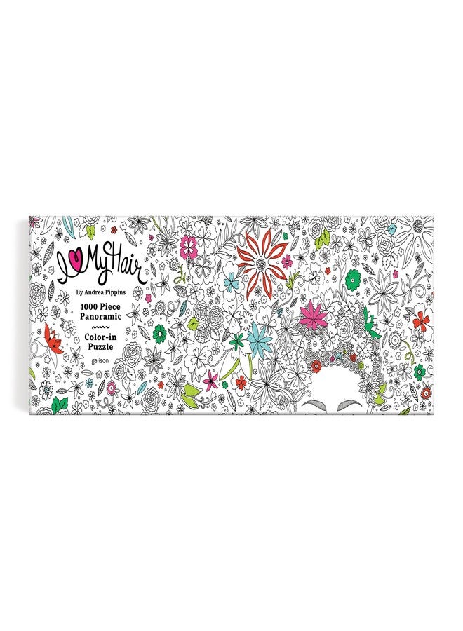 Galison Andrea Pippins Flowers in Your Hair Color-in 1000 Piece Panoramic Puzzle from Galison - Once Complete Color in The 39" x 14" Landscape Puzzle, Thick & Sturdy Pieces, Challenging Activity for Adults - Image 1