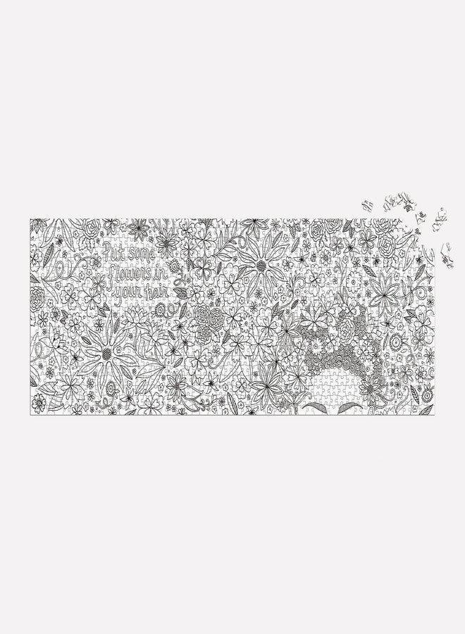 Galison Andrea Pippins Flowers in Your Hair Color-in 1000 Piece Panoramic Puzzle from Galison - Once Complete Color in The 39" x 14" Landscape Puzzle, Thick & Sturdy Pieces, Challenging Activity for Adults - Image 5
