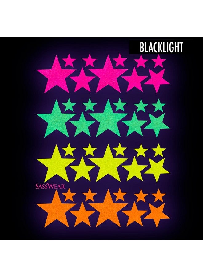 Sasswear Blacklight Body Stickers - Neon Fashion Accessories for Raves, Festivals and Glow Parties, 40/pk (Star) - Image 3