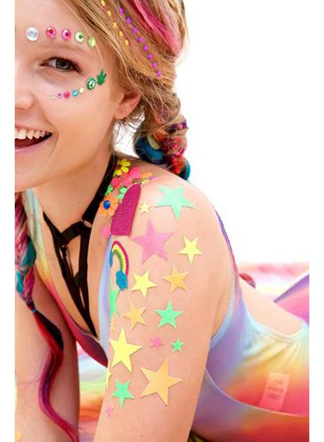 Sasswear Blacklight Body Stickers - Neon Fashion Accessories for Raves, Festivals and Glow Parties, 40/pk (Star) - Image 4