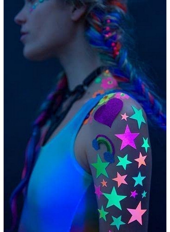 Sasswear Blacklight Body Stickers - Neon Fashion Accessories for Raves, Festivals and Glow Parties, 40/pk (Star) - Image 2