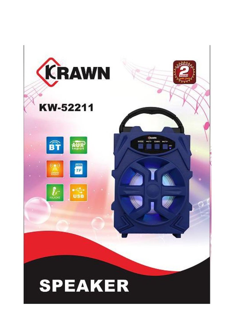 KRAWN Portable Bluetooth Speaker, FM Radio, SD Card and USB Port, Plays MP3 Files