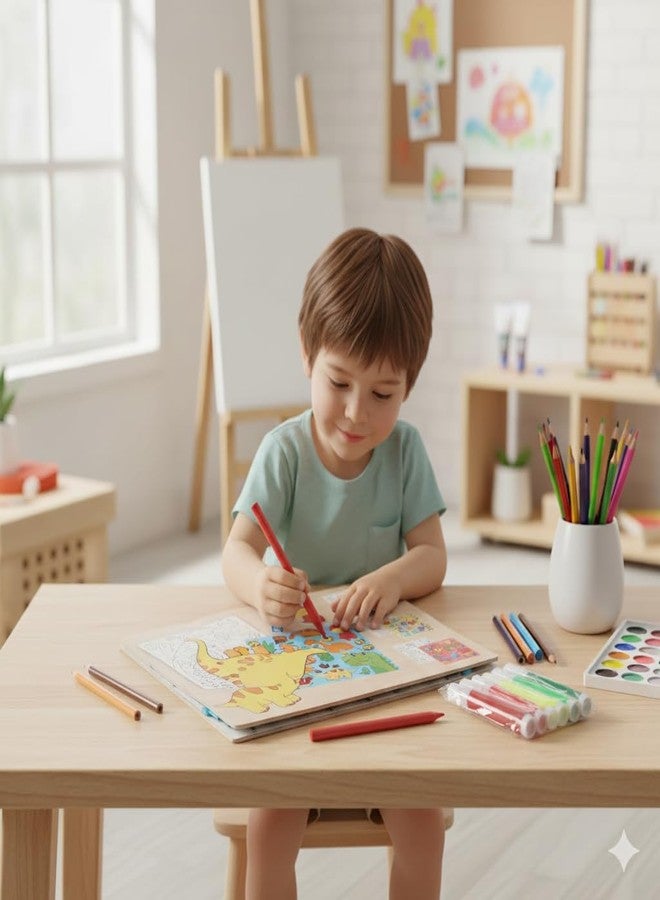 KRySt Reusable Washable Coloring Mat for Kids – 80 x 80 cm | Foldable Drawing Sheet for Creative Fun | Includes Water-Based Pens (Dino) - Image 2
