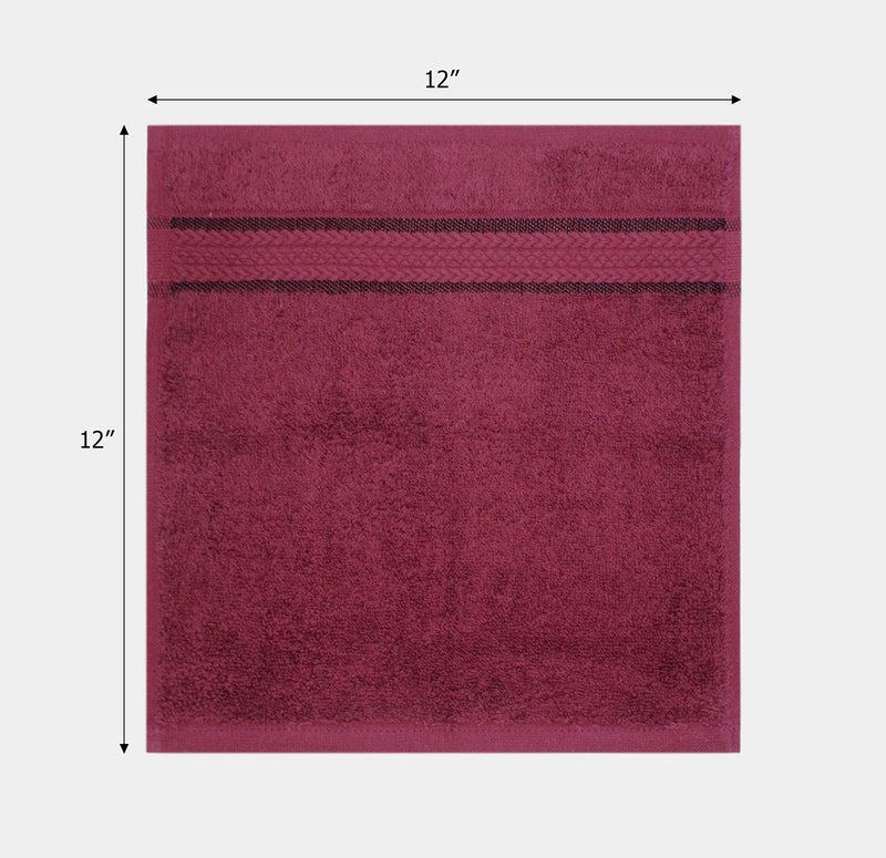 COTTON CRAFT Ultra Soft Washcloths - 12 Pack - 12x12-100% Cotton Facecloths - Baby Wash Cloths - Absorbent Quick Dry Everyday Luxury Bathroom Kitchen Spa Gym Pool Camp Dorm - Easy Care - Burgundy - Image 2