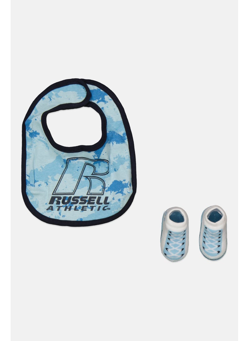 Russell Athletic Toddlers Boy 2 Pieces Camouflage  Bib And Booties Set, Sky Blue - Image 1